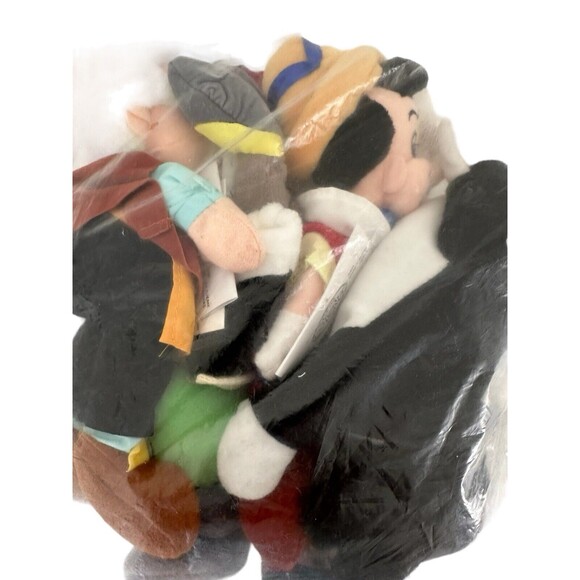 Disney Store Pinocchio Jiminy Cricket Set Of 4 Mini Bean Bag Plush 8” Sealed NWT - Picture 2 of 12